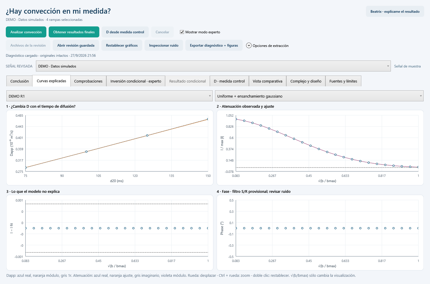 ResinAtOnce 0.45.2 · 10 · Llevar una corrección a resultados e informe · Datos simulados